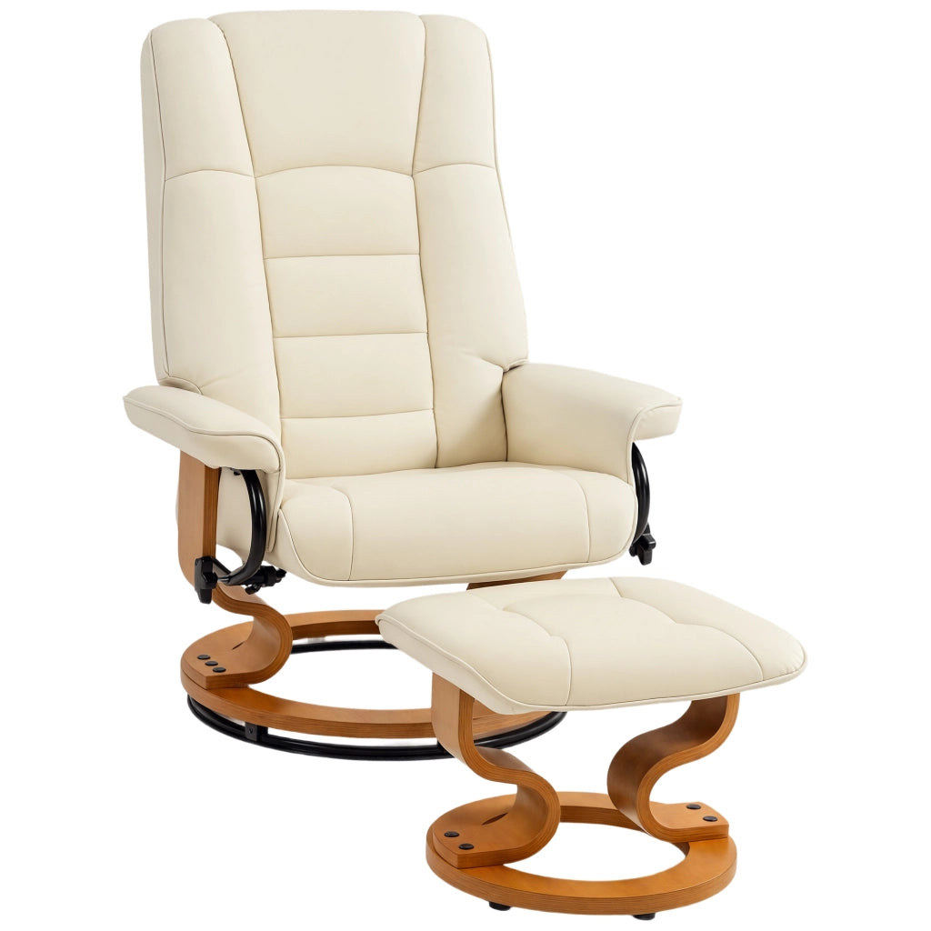 Poltrona Relax Reclinabile Massaggiante Girevole con Poggiapiedi ¨C Minimal ¨C Cr¨¨ma Tessutocod Legno