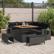 Set Divano da Giardino con cuscino 8 pcs Nero polyrattan 3361734