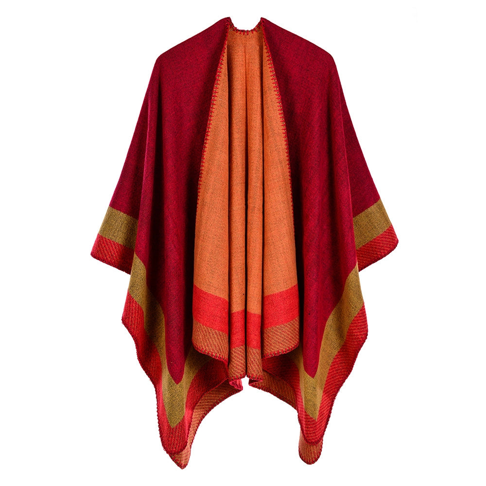 Sciarpa calda da donna a righe, piccola e quadrata, in cashmere e acrilico.