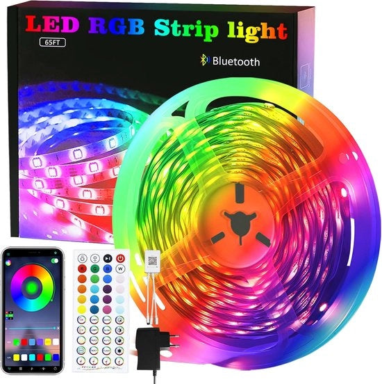 Striscia LED 20m - Striscia RGB Self-adesiva per Giochi e Feste - Striscia di Illuminazione Intelligente a Controllo Remoto con Dimmazione