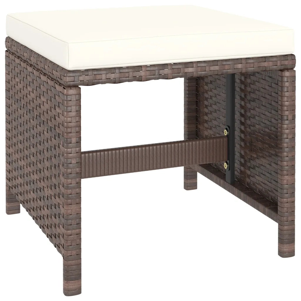 Set da Pranzo da Giardino 6 pz con Cuscini Polyrattan Marrone 43904