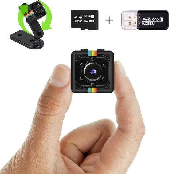 Camera di Sicurezza senza WiFi 1080P FHD - Camera Nascosta con Visibilità Notturna e Rilevamento Movimento - Memoria di 32 GB - Piccola Camera di Sorveglianza Interna