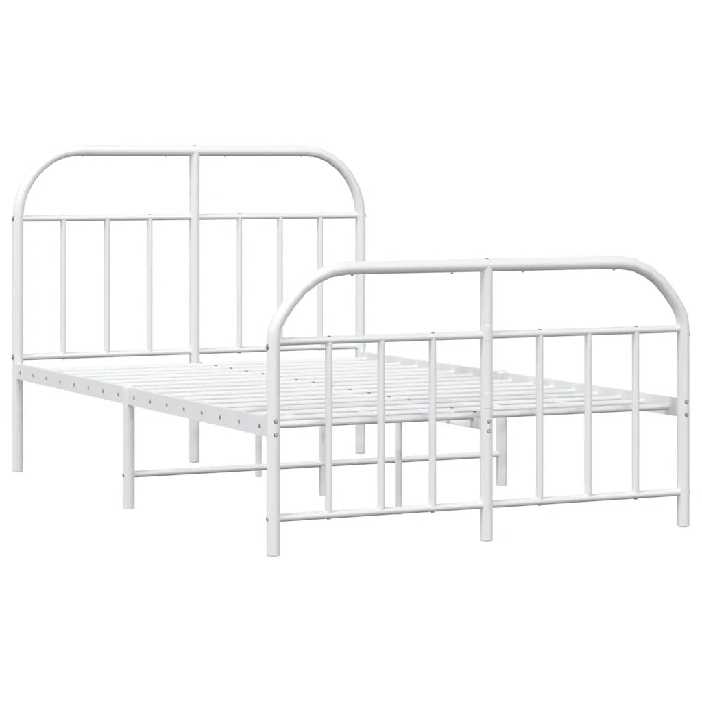 Giroletto con Testiera e Pediera-Struttura Letto Metallo Bianco 120x190 cm 202140