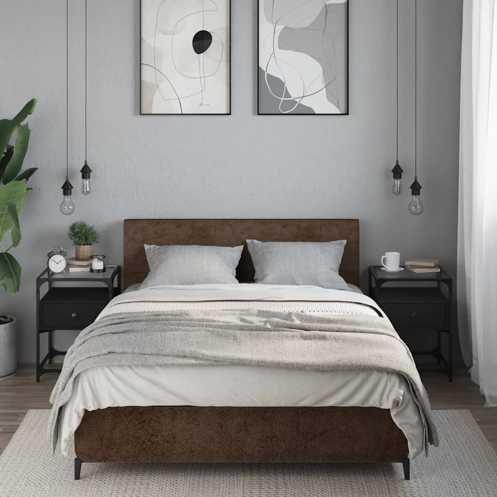Set di 2 Comodini | Armadio da Notte | Mobiletto da notte Neri 40x40x55 cm in Legno Multistrato