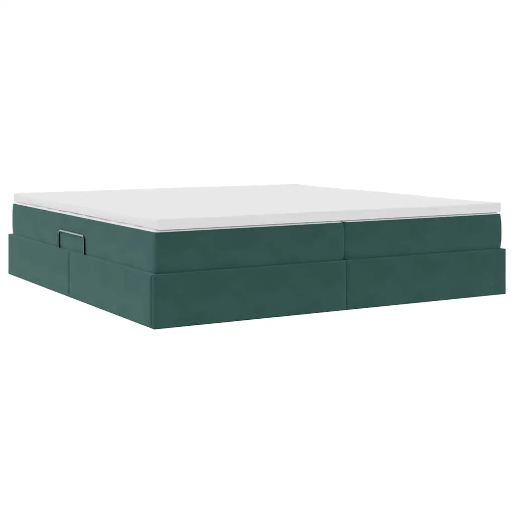 Letto con contenitore e materasso Verde Scuro 200 x 200 cm