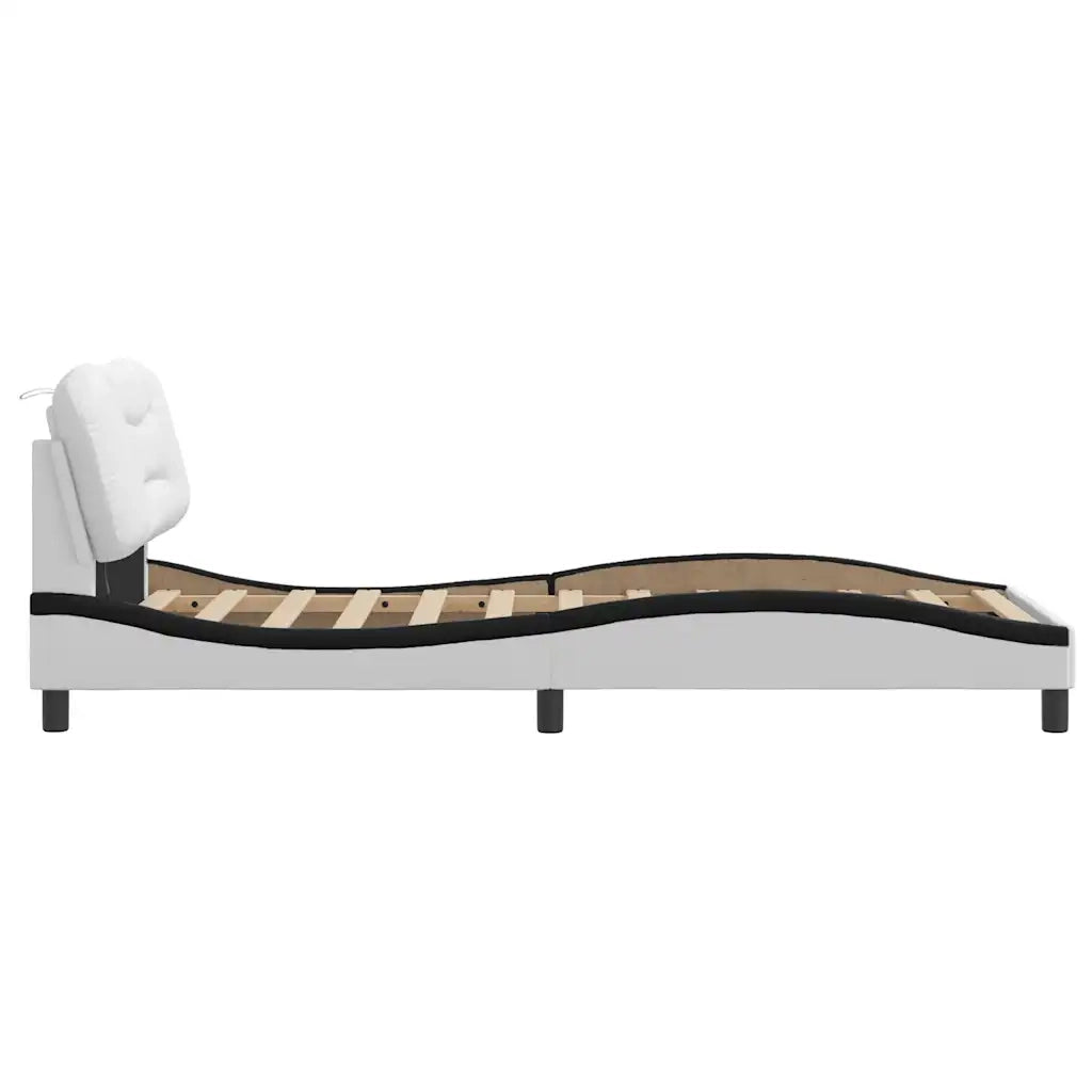 Giroletto con LED senza Materasso-Struttura Letto Hvar Bianco e Nero 90x200 cm
