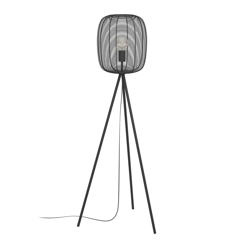 Piantana Vintage Rinroe Acciaio Nero 1 Luce E27