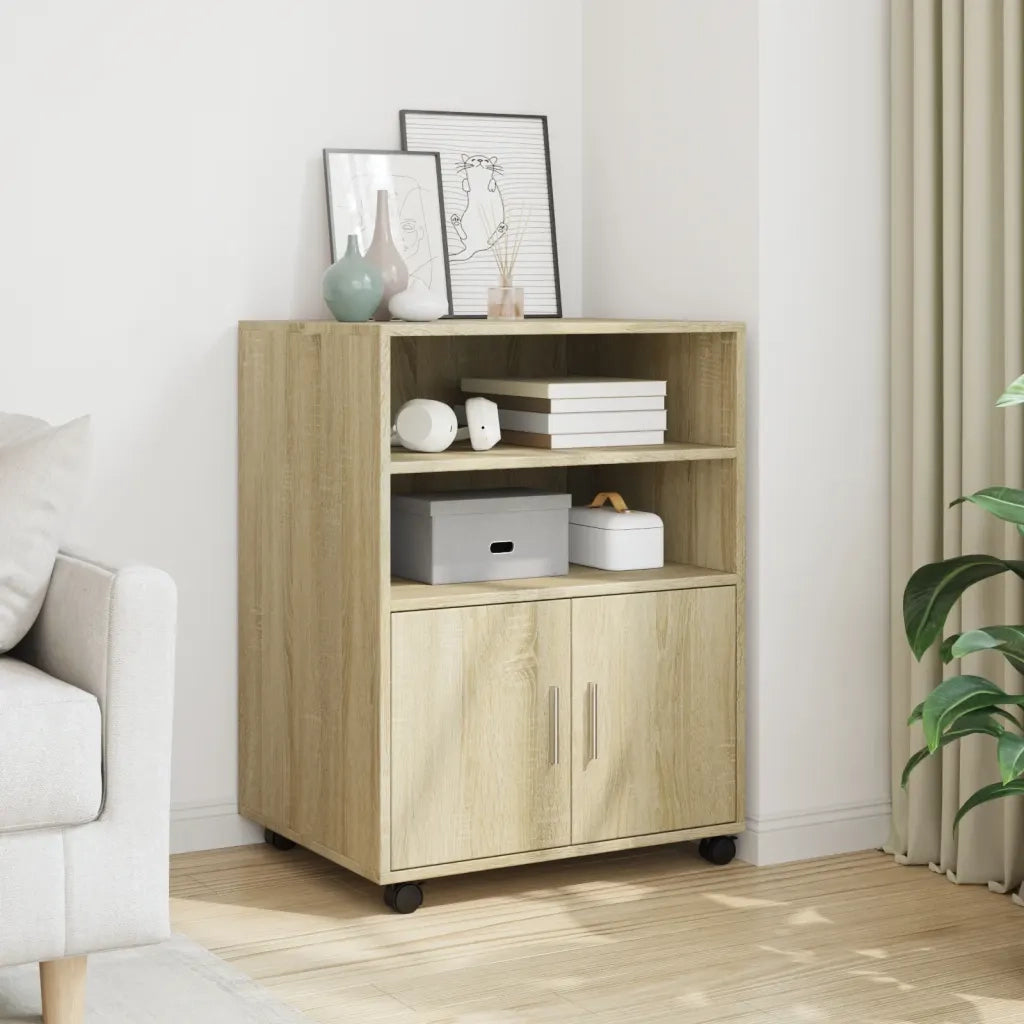 Mobiletto con Ruote Rovere Sonoma 60x48x81 cm in Truciolato 853166