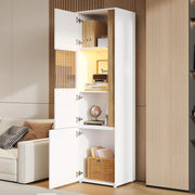 Armadio vetrina con illuminazione LED - Xylo - 50x40x179 cm - Bianco e naturale
