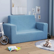 Divano per Bambini a 2 Posti Blu in Morbido Peluche 4104800