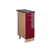 Mobiletto base per cucina R-Line Rosso lucido/Rovere dorato 30 cm, PL Antracite Vicco