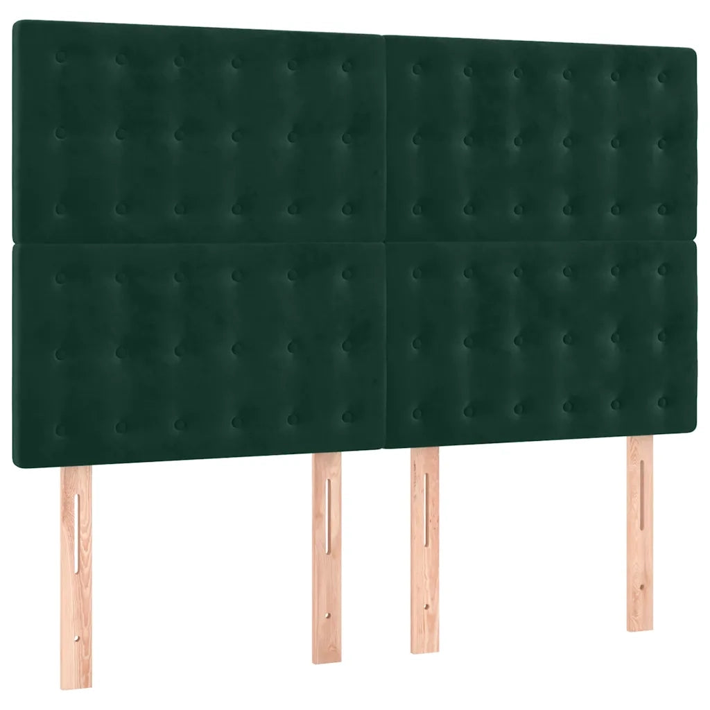 Giroletto a Molle con Materasso Verde Scuro 140x200 cm Velluto