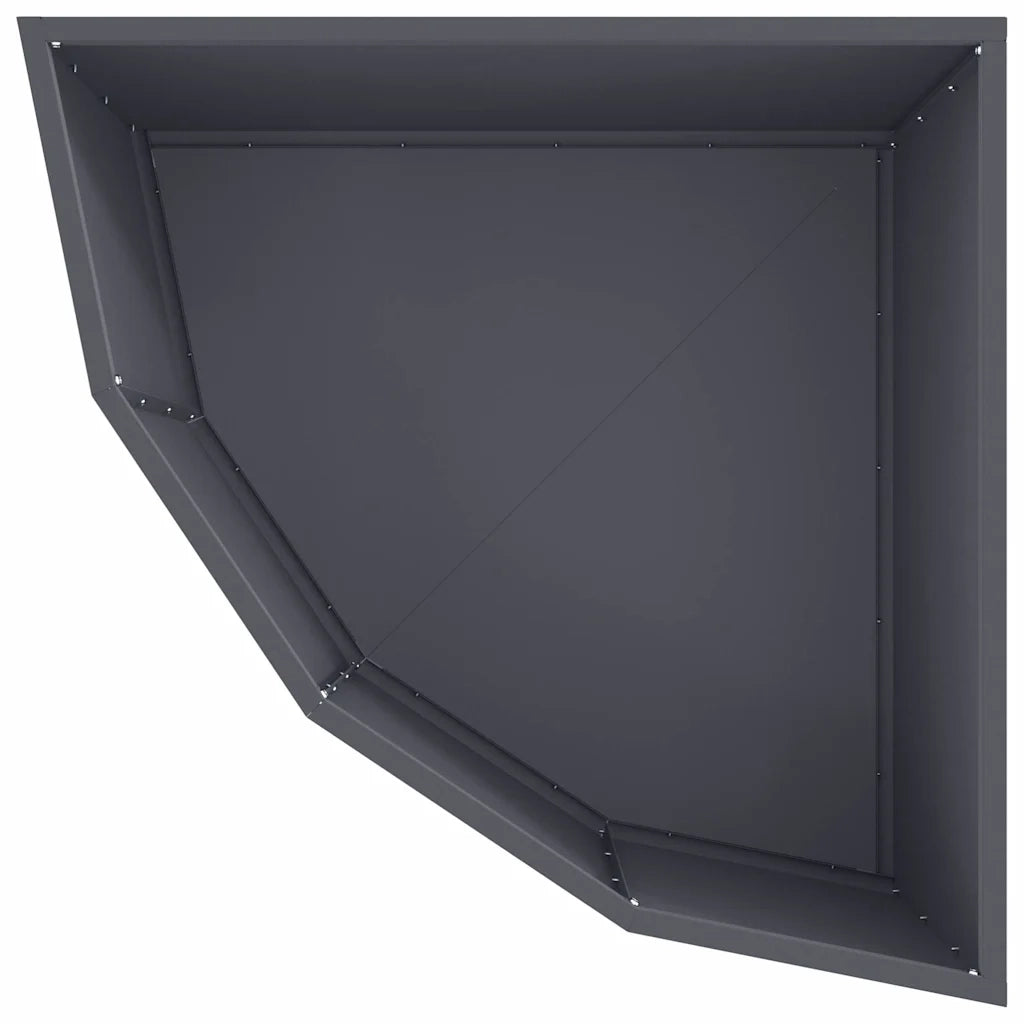 Vaso d'angolo-Fioriera-Contenitore per Piante Antracite 60 x 60 x 35 cm Acciaio