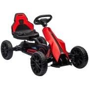 Go Kart a Pedali per Bambini 3-8 Anni con Sedile Regolabile e Ruote in EVA, 100x58x58.5 cm, Rosso Nero