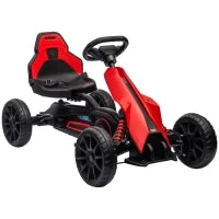 Go Kart a Pedali per Bambini 3-8 Anni con Sedile Regolabile e Ruote in EVA, 100x58x58.5 cm, Rosso Nero