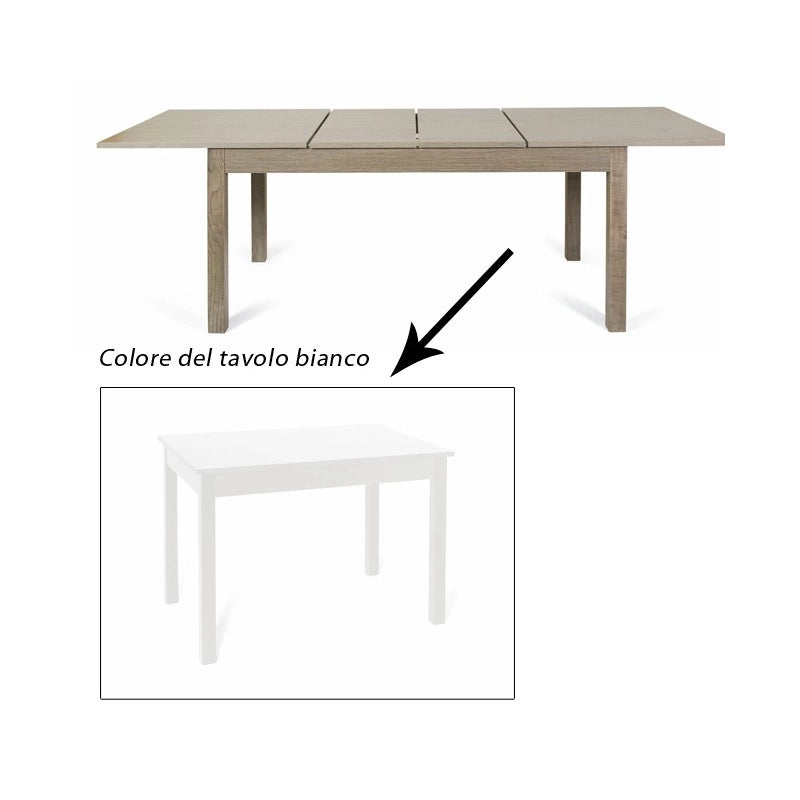Tavolo pranzo allungabile bianco interamente legno nobilitato cm 90x160-240