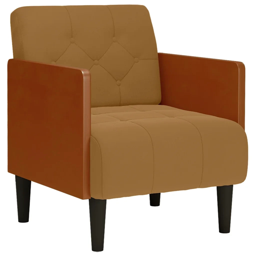 Divano Sedia con Braccioli-Poltrona-Sofa Relax Marrone 55 cm in Velluto