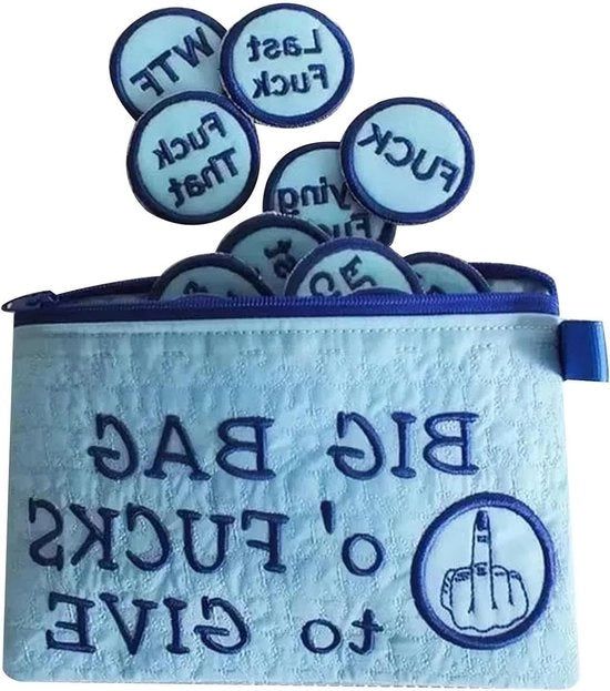 Borsa di Fregna con Cerniera Pouch con Badge 3D in Tessuto a Maglia Realizzato a Mano Pouch Piccolo e Carino per Uomo Donna (Azzurro)