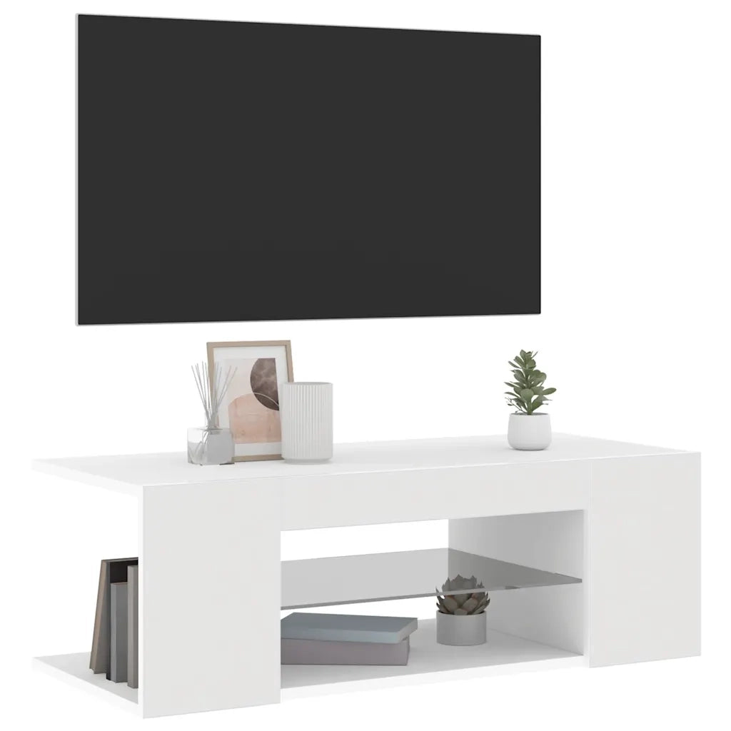 Mobile Porta TV con Luci LED Bianco 90x39x30 cm