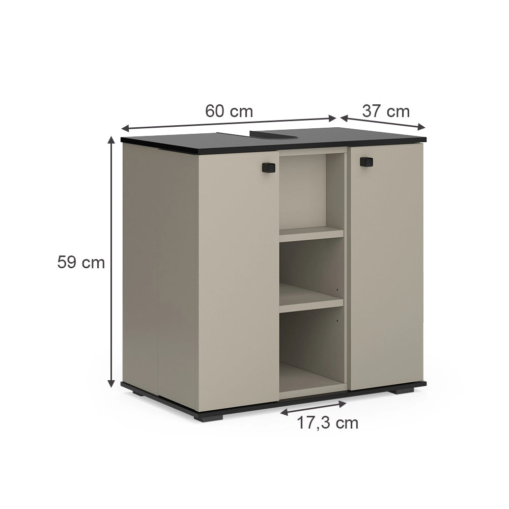 Vicco Mobile sottolavabo per bagno Grigio 60 x 59 cm con 2 porte