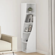 Mobile angolare Bianco Lucido 32x32x140cm Legno multistrato