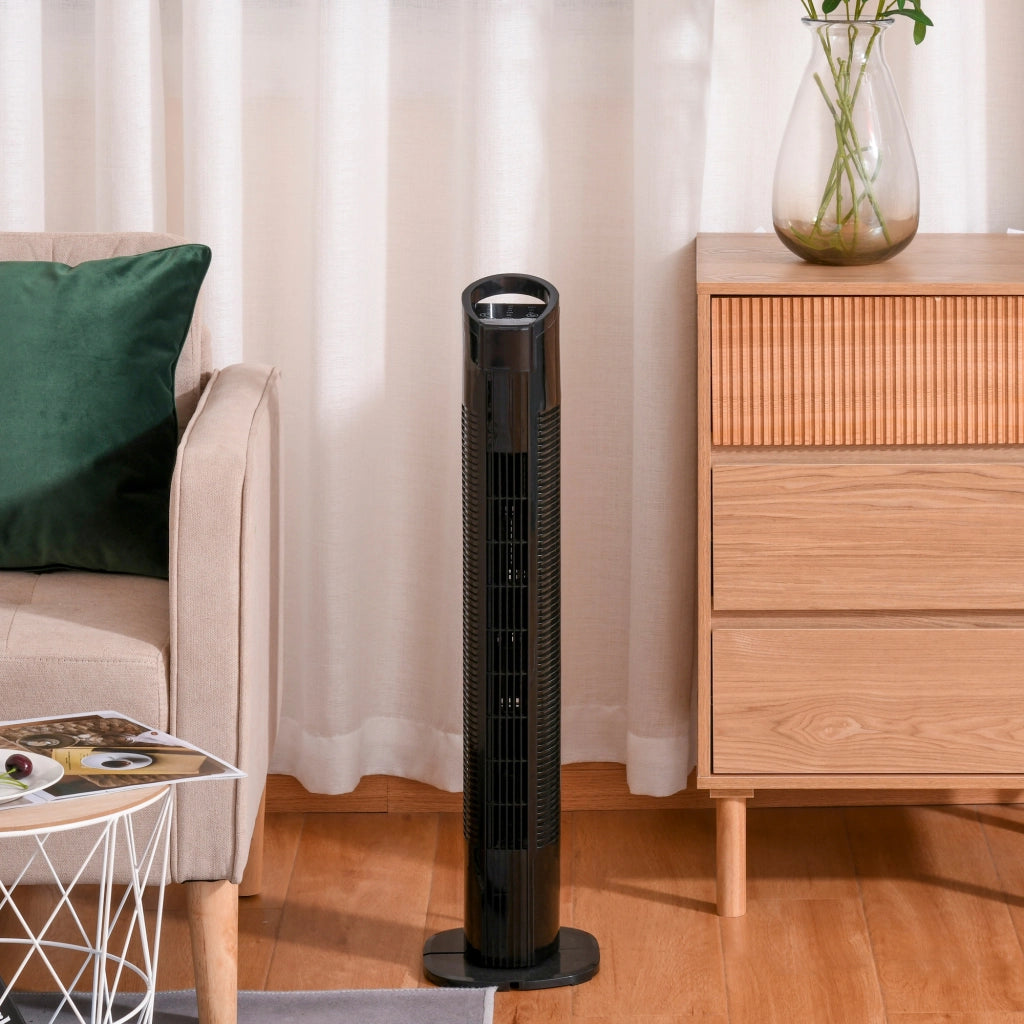 Ventilatore a Torre con Telecomando a 5m, Oscillante 70¡ã, 3 Funzioni e 3 Velocit¨¤, Nero