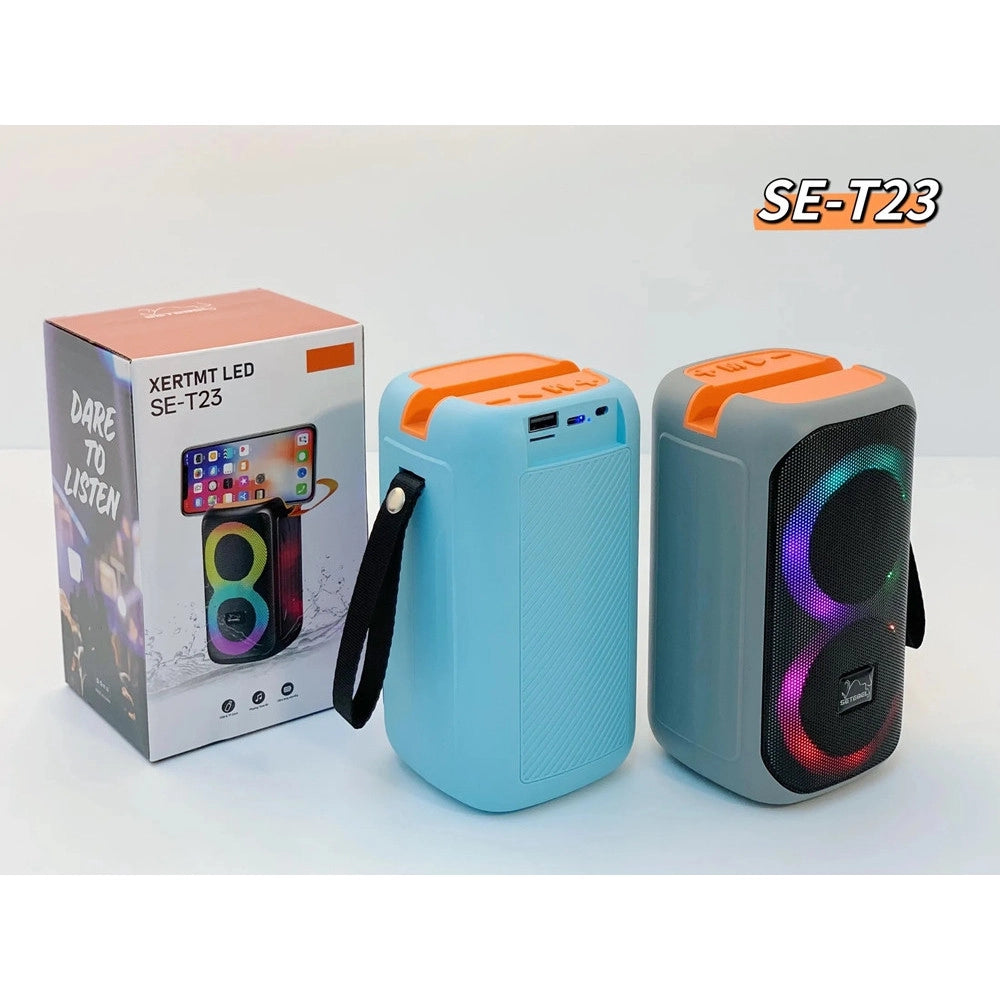 Trade Shop - Cassa Altoparlante Bluetooth Portatile Con Supporto Telefono Se-t23 Luci Rgb Bassi Potenti -