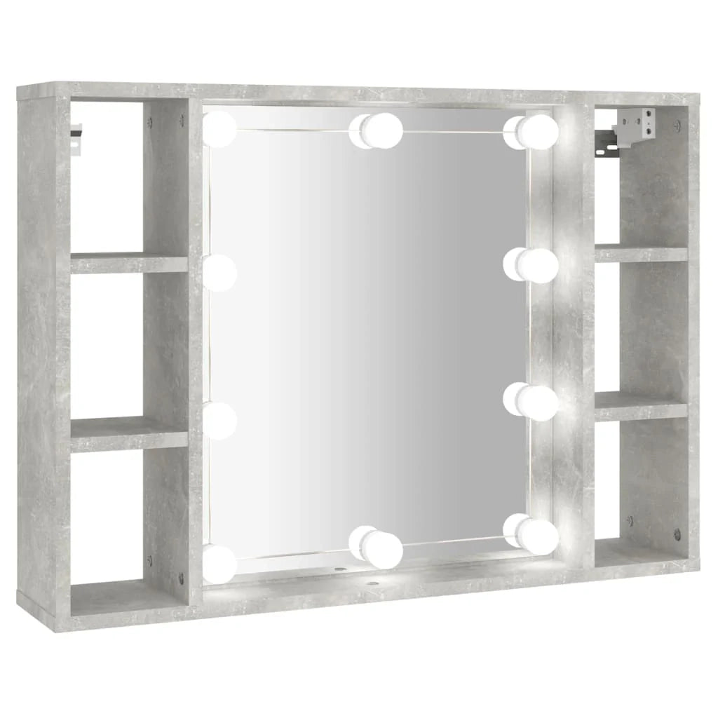 Armadio a specchio con illuminazione a LED 76 x 15 x 55 cm grigio 02_0006675