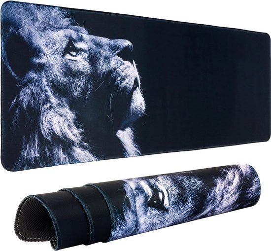 Muismat XXL 800 x 300 mm Anime Muismat per Ufficio Sedia, Supporto Antislip in Gomma, Base morbida, Comodo e (Leone)