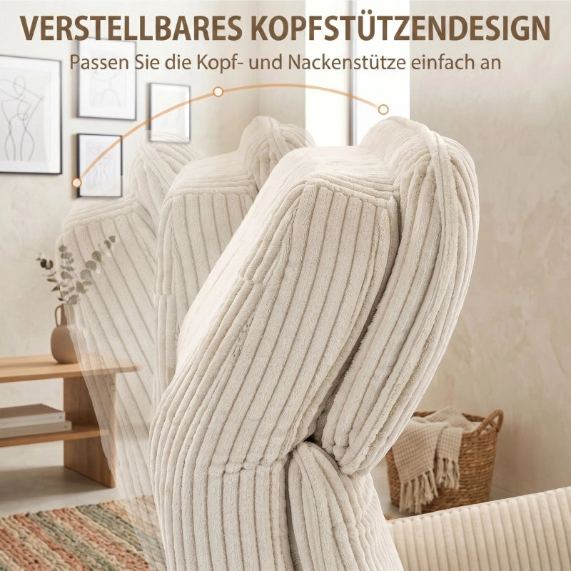 POLTRONA Relax Elettrica Girevole 360° Cream White in Poliestere con 2 Motori
