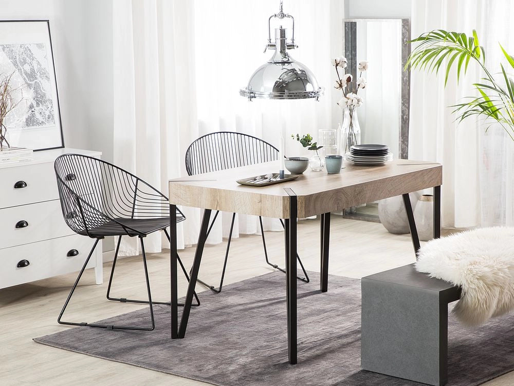 Tavolo da pranzo Piano in legno tortora Gambe in metallo Nero 130 x 80 cm 6 posti rettangolare industriale