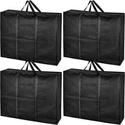 Zak di stoccaggio extra grande per traslochi - 140L - contenitore di stoccaggio da posizionare sotto il letto con chiusura a zip per abiti e coperte - viaggi campeggio - scatole di trasloco pieghevoli - grande robusto - organizzatore di fogli nero