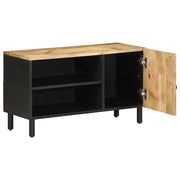 Mobile Porta TV Nero 80x33,5x46 cm Legno Massello Mango Grezzo 4018643