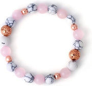 Anello di Comfort in Pietra Naturale con Pony e Elastico con Cristalli e Perle - Collare di Comfort - Regalo per Donna - Collana di Relax per Donna - Regalo per Madre per San Valentino.