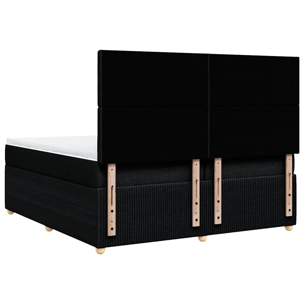 vidaXL Giroletto a Molle con Materasso Nero 200x200 cm in Tessuto