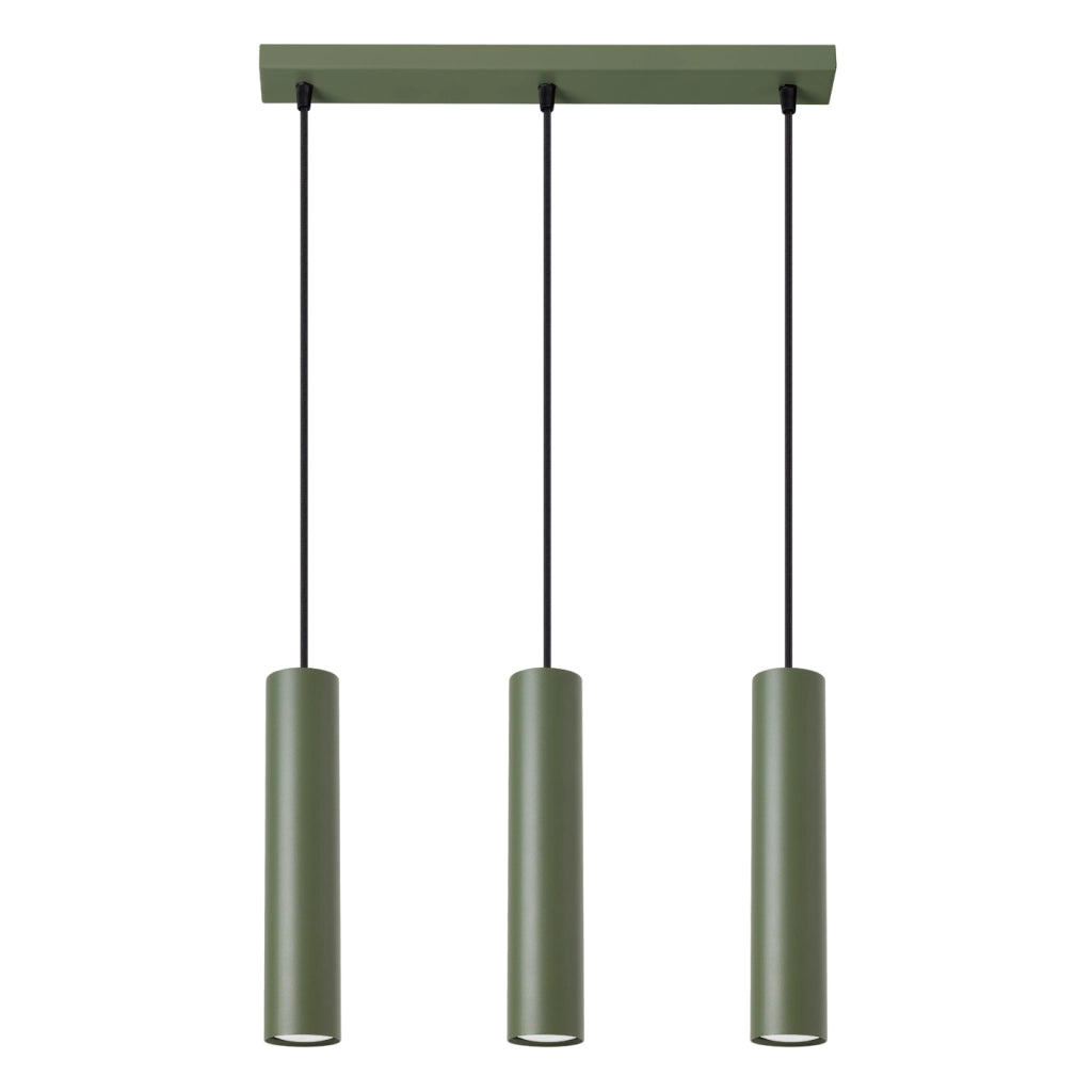 Lampada da soffitto LAGOS in acciaio verde oliva a 3 luci GU10 LED IP20 Loft moderno
