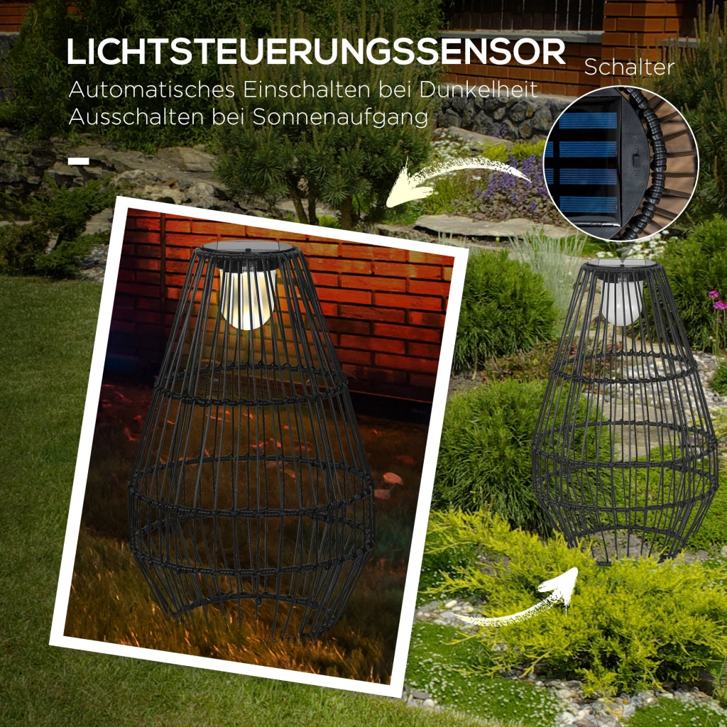 Lampada solare da giardino ¨C zephmum ¨C effetto rattan 34x34x56 cm