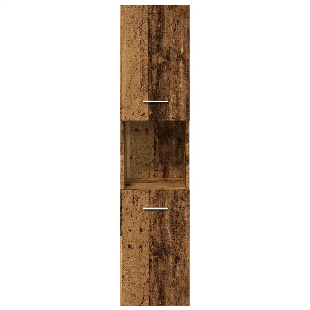 Mobiletto da bagno a parete 30 x 30 x 130 cm pratico e contemporaneo finitura in legno ingegnerizzato effetto invecchiato 02_0050805