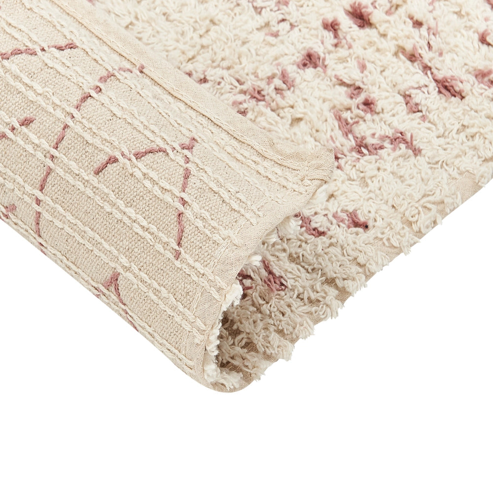 Tappeto beige in cotone 80 x 150 cm rettangolare motivo geometrico soggiorno camera da letto