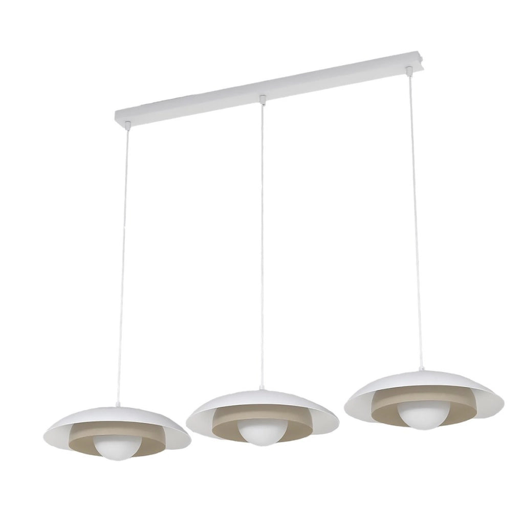 Lampada a sospensione SKIN a tre luci bianca e moka