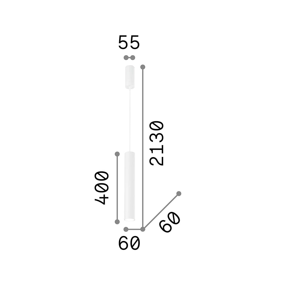 Sospensione Industrial-Minimal Tube Alluminio Nero Led 9W 3000K D6Cm
