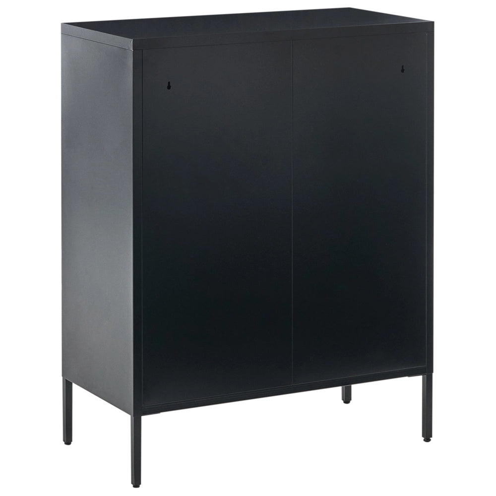 Vetrinetta in ferro nero con 2 ante in vetro e 2 scomparti chiusi Stile scandinavo