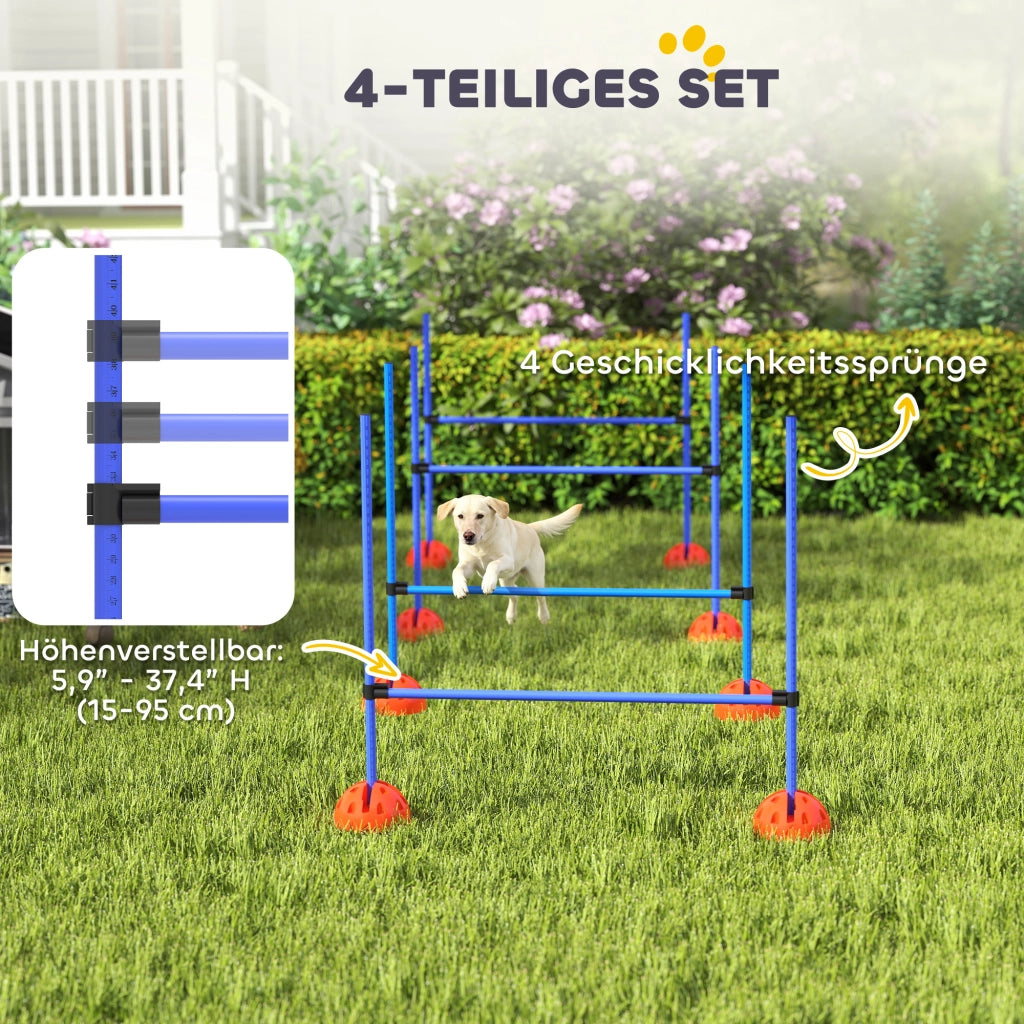 Set Agility per Cani 4 Pezzi ¨C Xylo ¨C con 4 Ostacoli e Borsa da Trasporto, Blu