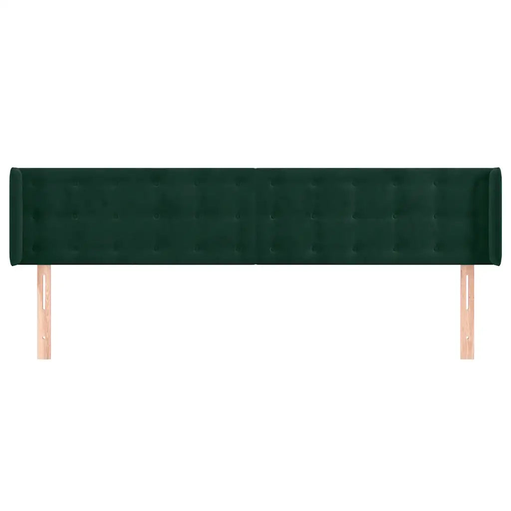 Testiera ad Orecchio-Testata con Orecchie Verde Scuro 163x16x78/88 cm in Velluto 200347