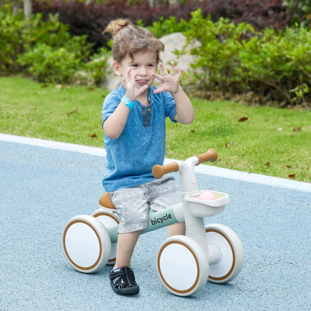Bicicletta senza pedali per bambini con 4 ruote ¨C zephmum ¨C Grigio Marrone Verde