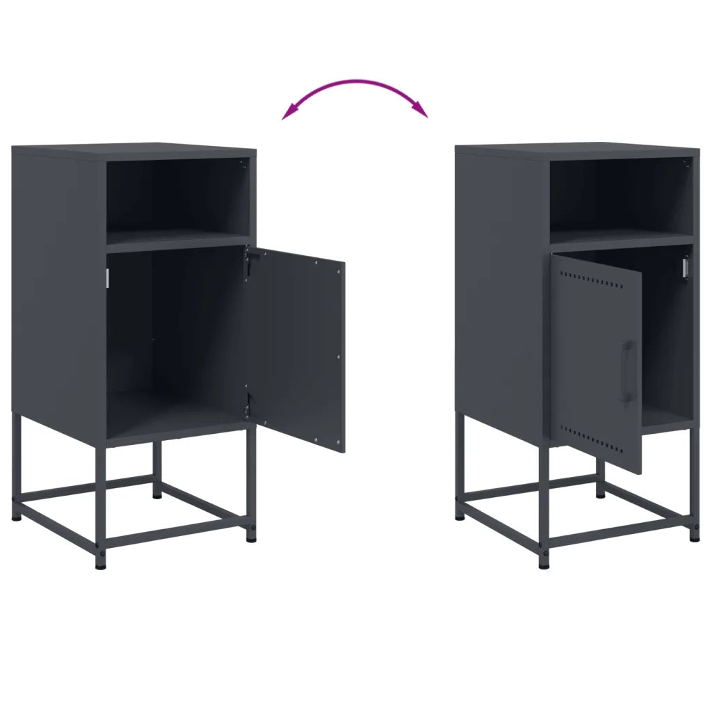Set di 2 Comodini | Armadio da Notte | Mobiletto da notte Antracite 36x39x78 cm in Acciaio