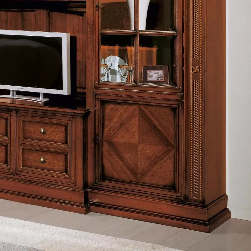 Parete attrezzata porta tv classica legno tinta noce 312x45x238
