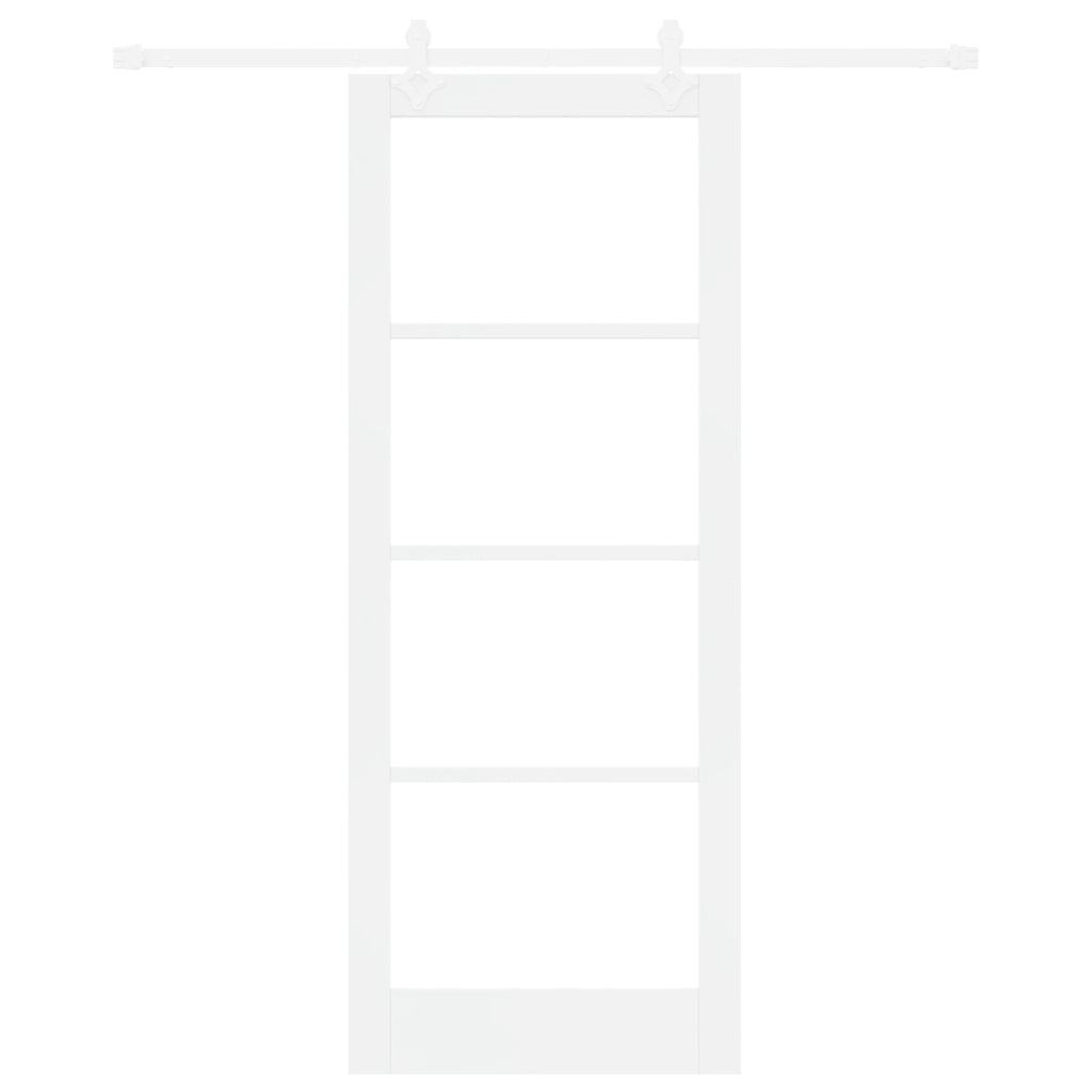 Set di Porta Scorrevole  con Hardware Bianco 83x211 cm in Legno Massello di Pino