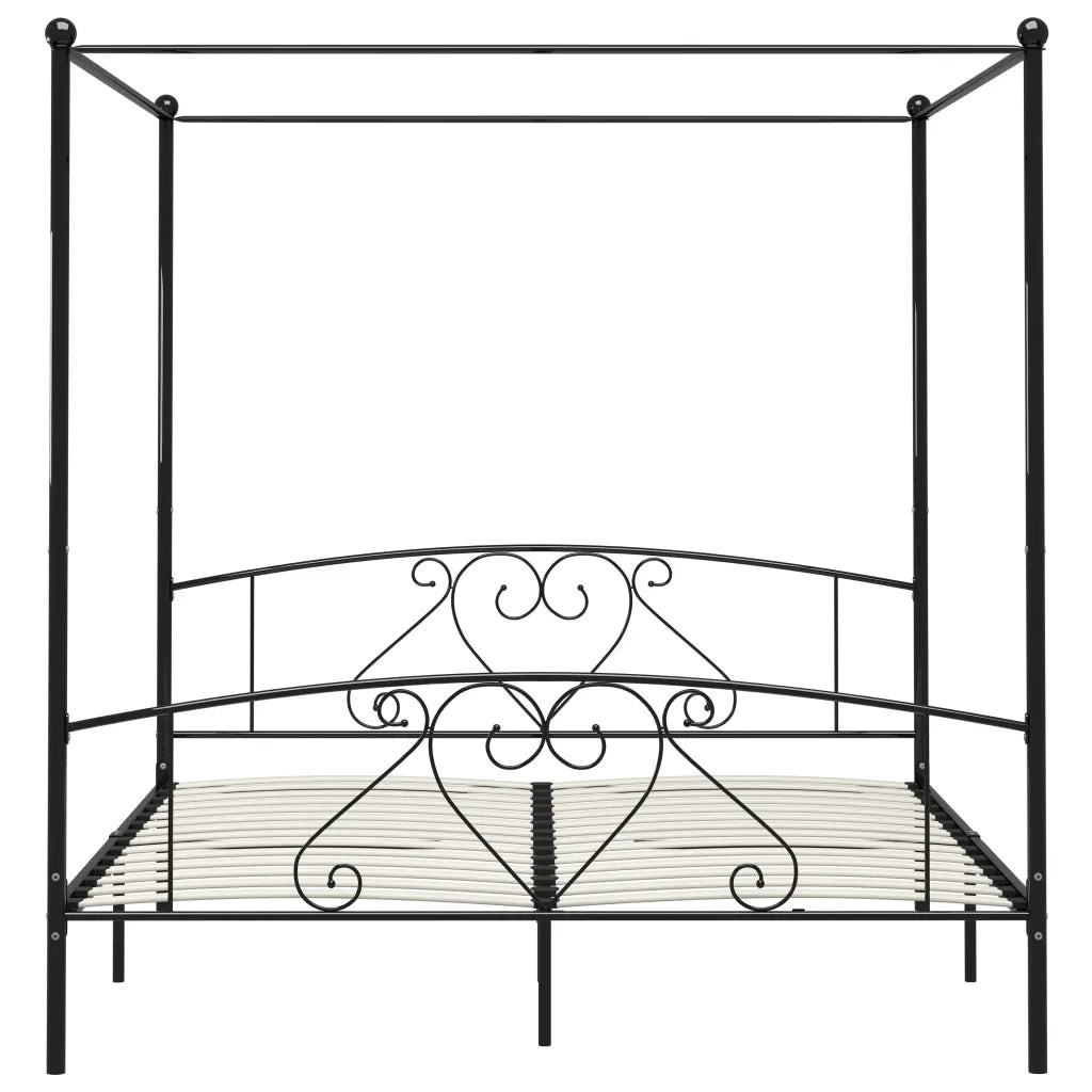 Giroletto Baldacchino senza Materasso Nero 180x200 cm Metallo
