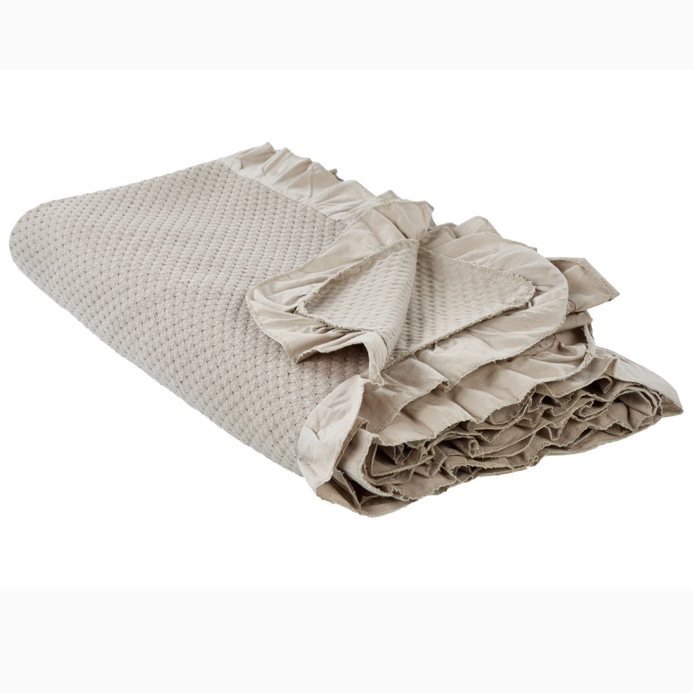 Copriletto in cotone tortora 220 x 240 cm con balza decorativa Camera da letto